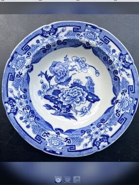 Vintage Japan Ironstone Blue Birds/Floral Willow Plate